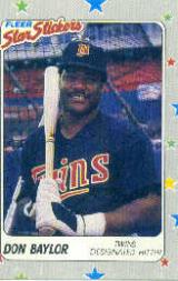 1988 Fleer Stickers Wax Box Baseball Cards       S6      Don Baylor
